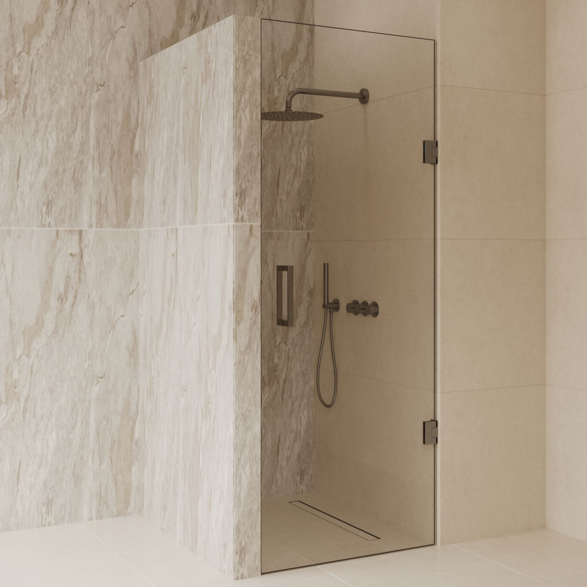 Sanitado Dalis Nisdeur Helder Glas Gunmetal Profielen 90x200 cm