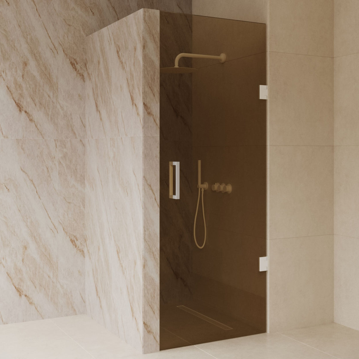 Sanitado Dalis Nisdeur Sepia Glas Mat Wit Profielen 70x200 cm
