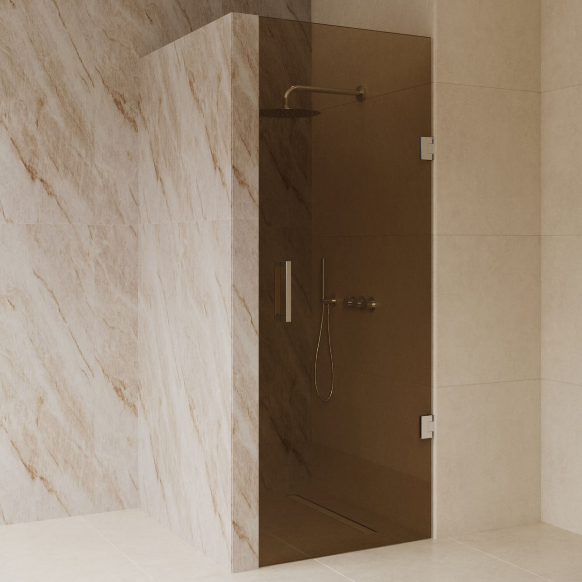 Sanitado Dalis Nisdeur Sepia Glas RVS Profielen 80x200 cm