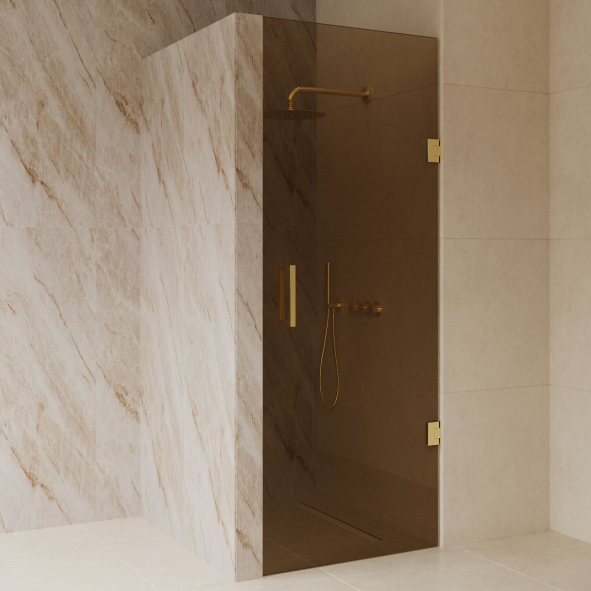 Sanitado Dalis Nisdeur Sepia Glas Mat Goud Profielen 90x200 cm