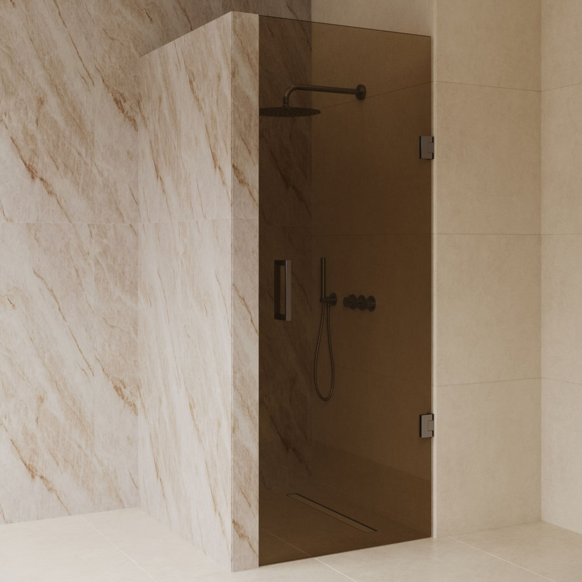 Sanitado Dalis Nisdeur Sepia Glas Gunmetal Profielen 80x200 cm