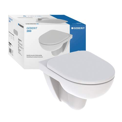 Wandcloset Geberit 280 Basic rimless met softclose toiletzitting in glanzend wit - foto #3
