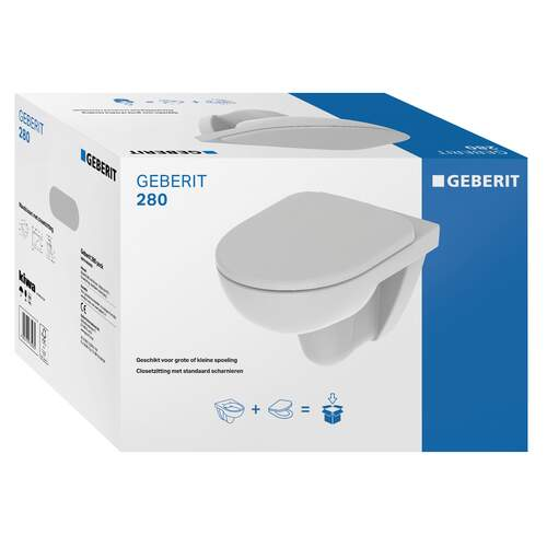 Wandcloset Geberit 280 Basic rimless met softclose toiletzitting in glanzend wit - foto #2