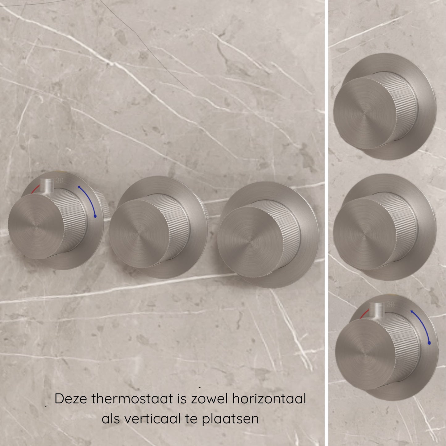 Complete 3-knops inbouw douchekraanset Sanitado Industry in RVS