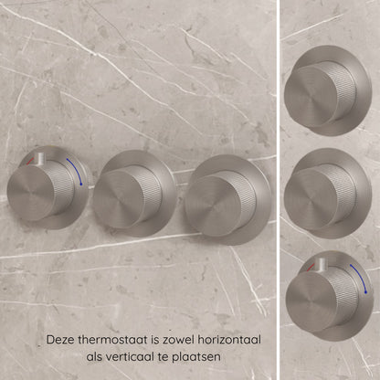 Complete 3-knops inbouw douchekraanset Sanitado Industry in RVS