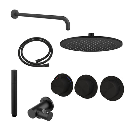 Complete 3-knops inbouw douchekraanset Sanitado Industry in mat zwart
