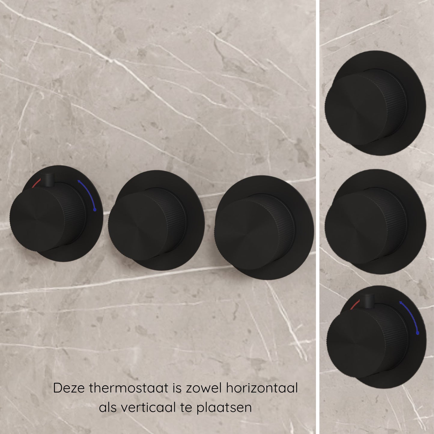 Complete 3-knops inbouw douchekraanset Sanitado Industry in mat zwart