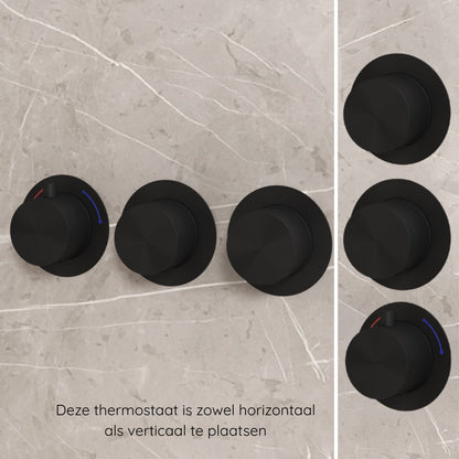 Complete 3-knops inbouw douchekraanset Sanitado Industry in mat zwart