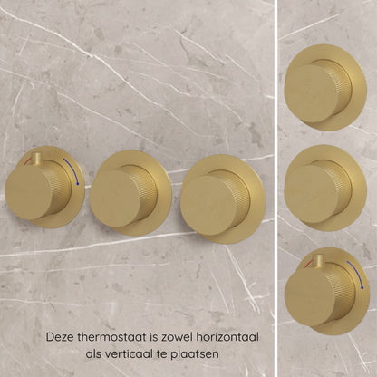 Complete 3-knops inbouw douchekraanset Sanitado Industry in mat goud