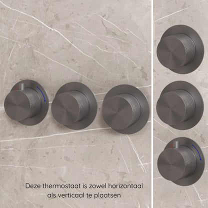 Complete 3-knops inbouw douchekraanset Sanitado Industry in gunmetal2