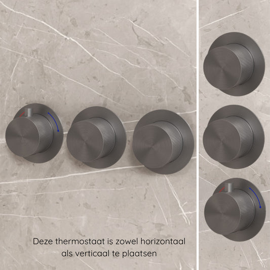 Complete 3-knops inbouw douchekraanset Sanitado Industry in gunmetal2