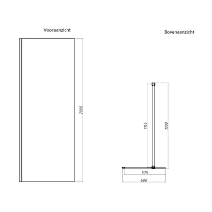 Sanitado Dalis Inloopdouche Helder Glas Mat Brons Profielen 60x200 cm