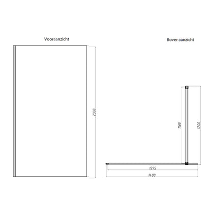 Sanitado Dalis Inloopdouche Helder Glas Mat Brons Profielen 140x200 cm