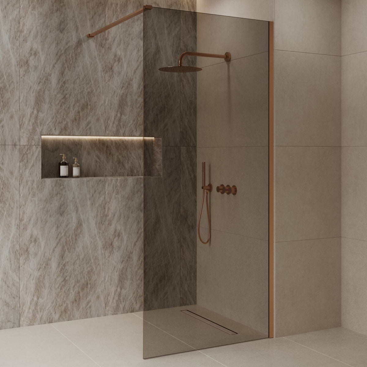 Sanitado Dalis Inloopdouche Rookglas Mat Brons Profielen 90x200 cm
