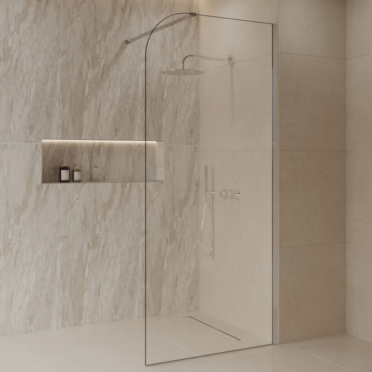 Sanitado Dalis Curve Inloopdouche Helder Glas Chrome Profielen 80x200 cm