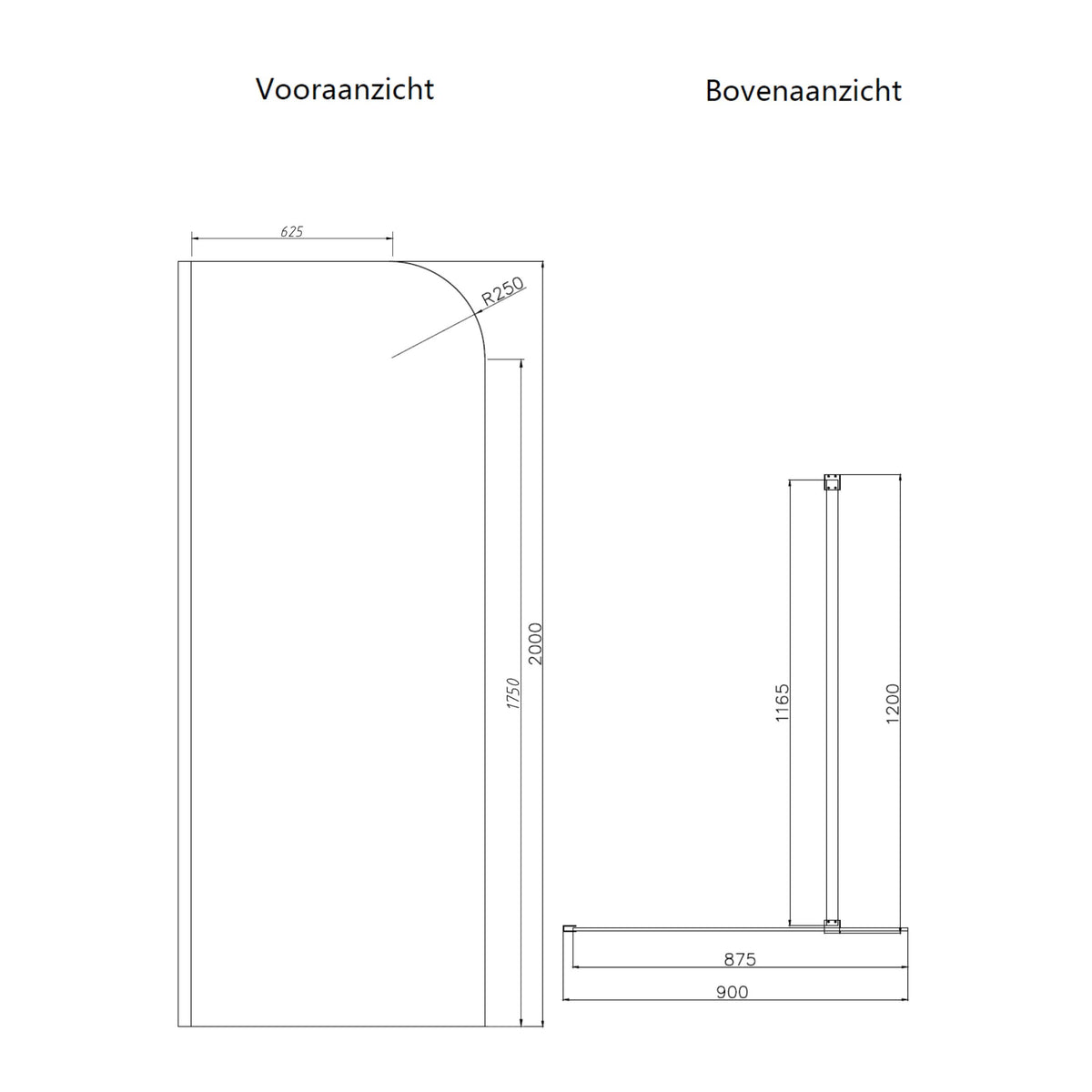 Sanitado Dalis Curve Inloopdouche Helder Glas Chrome Profielen 90x200 cm