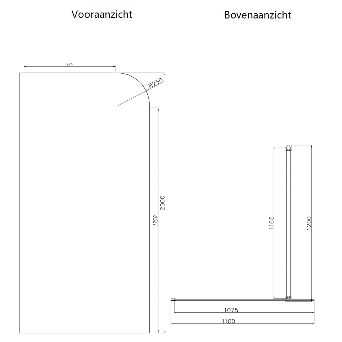 Sanitado Dalis Curve Inloopdouche Helder Glas Chrome Profielen 120x200 cm