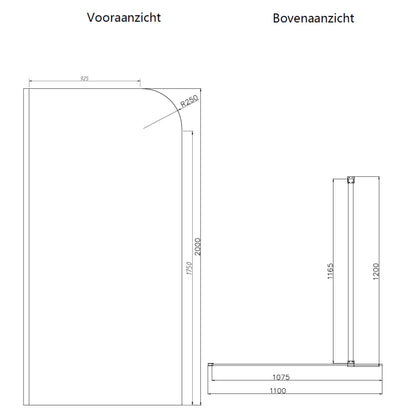 Sanitado Dalis Curve Inloopdouche Helder Glas Chrome Profielen 120x200 cm