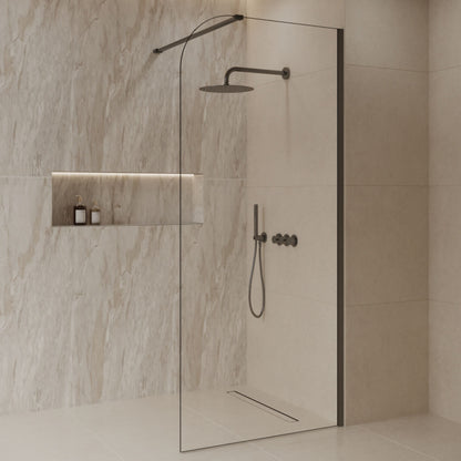 Sanitado Dalis Curve Inloopdouche Helder Glas Gunmetal Profielen 90x200 cm