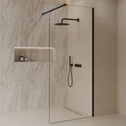 Sanitado Dalis Curve Inloopdouche Helder Glas Mat Zwart Profielen 120x200 cm