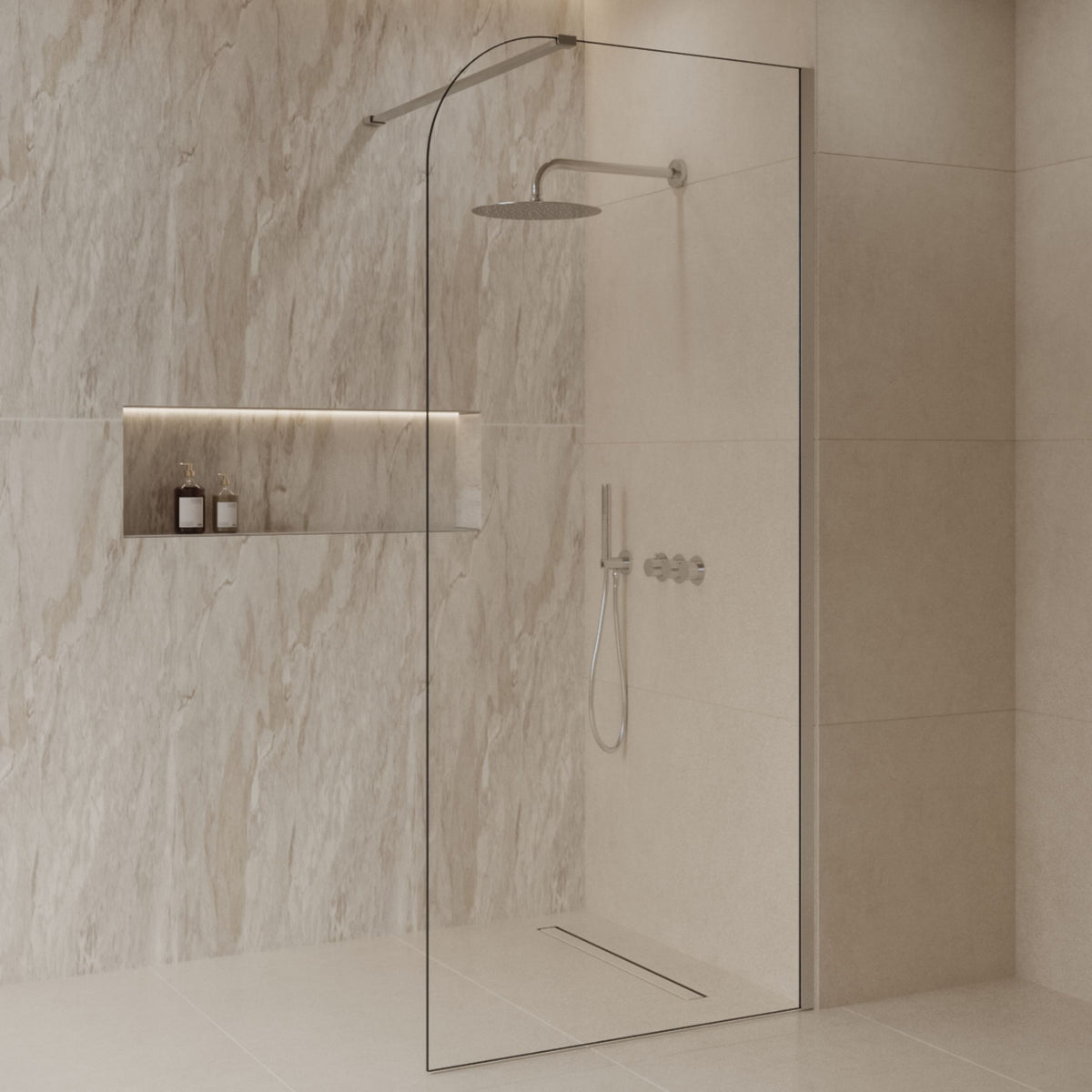 Sanitado Dalis Curve Inloopdouche Helder Glas RVS Profielen 120x200 cm