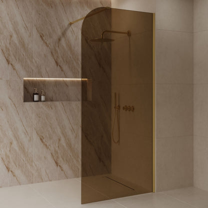 Sanitado Dalis Curve Inloopdouche Sepia Glas Mat Goud Profielen 120x200 cm