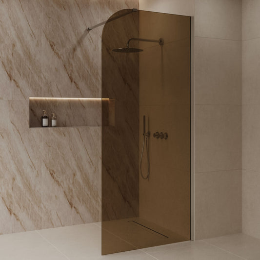Sanitado Dalis Curve Inloopdouche Sepia Glas RVS Profielen 120x200 cm