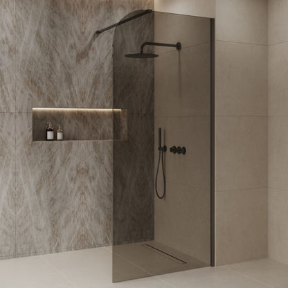 Sanitado Dalis Curve Inloopdouche Rookglas Gunmetal Profielen 80x200 cm