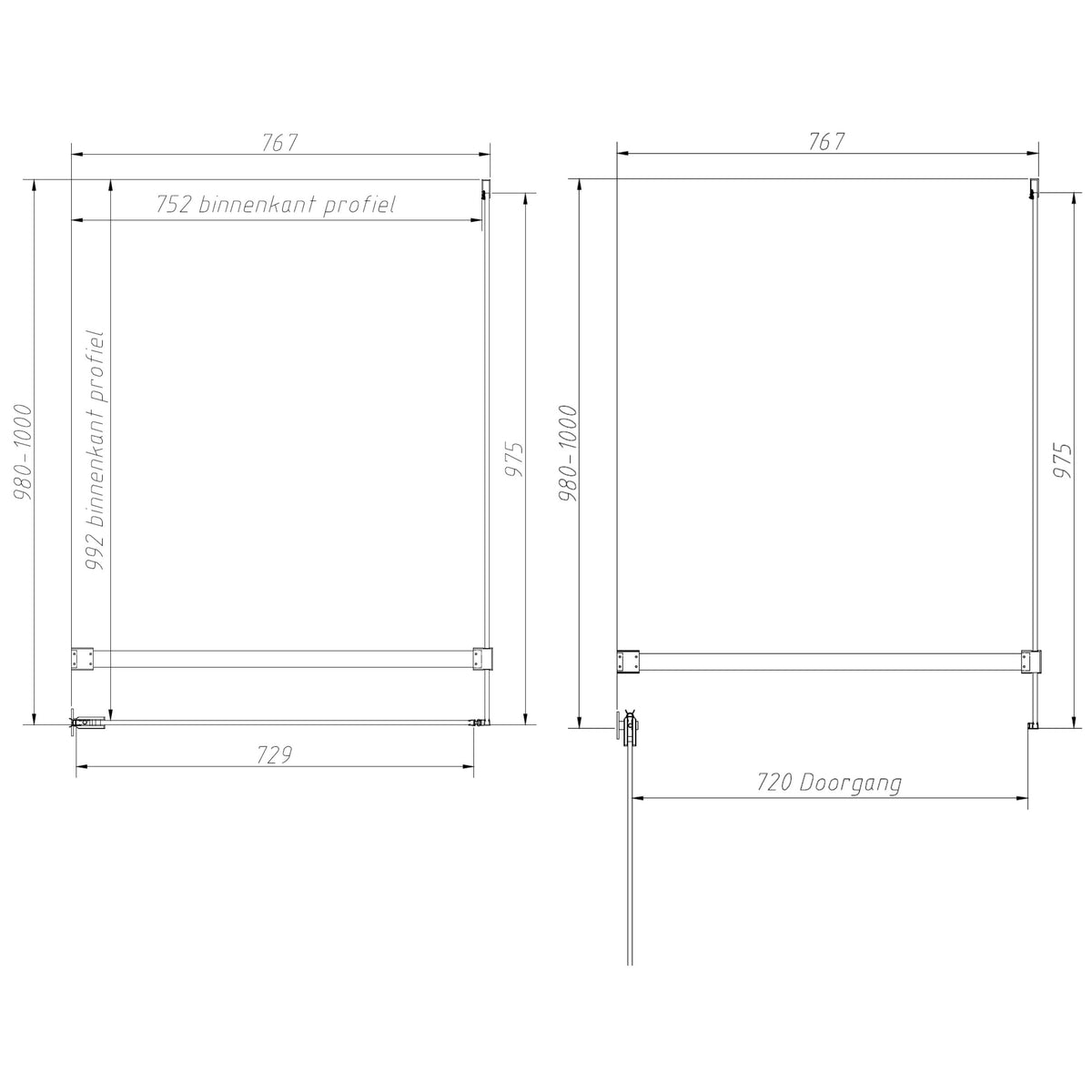 Sanitado Dalis Douchecabine Helder Glas Chrome Profielen 100x80 cm