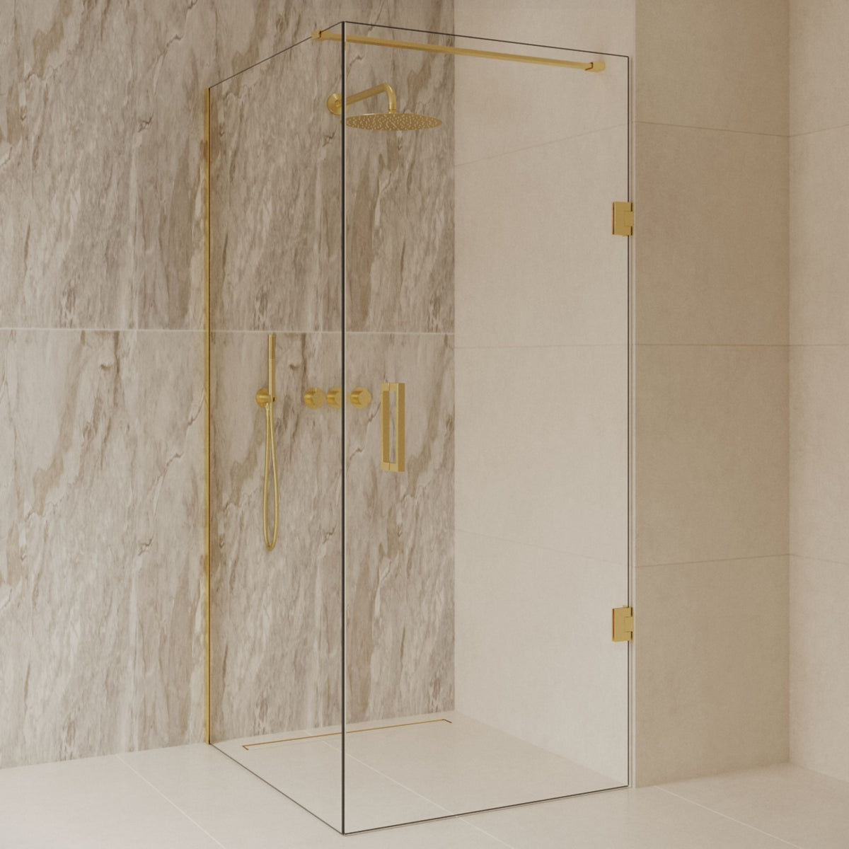 Sanitado Dalis Douchecabine Helder Glas Mat Goud Profielen 120x80 cm