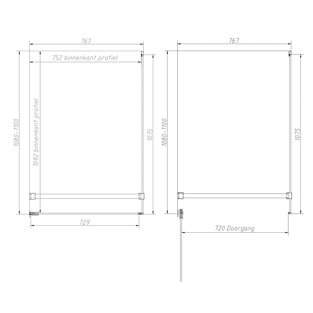 Sanitado Dalis Douchecabine Helder Glas RVS Profielen 110x80 cm