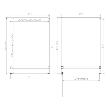 Sanitado Dalis Douchecabine Helder Glas RVS Profielen 110x80 cm