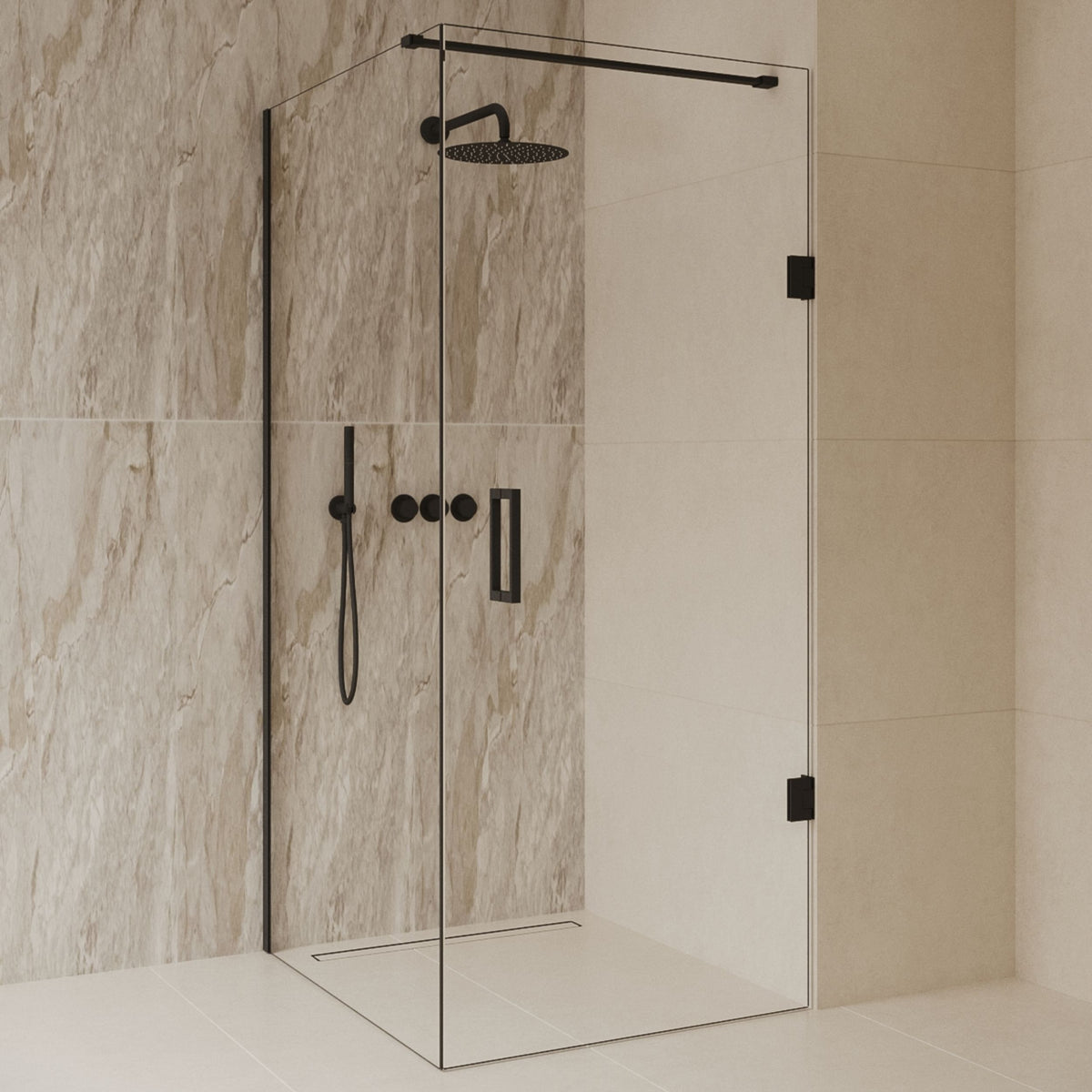 Sanitado Dalis Douchecabine Helder Glas Mat Zwart Profielen 100x90 cm