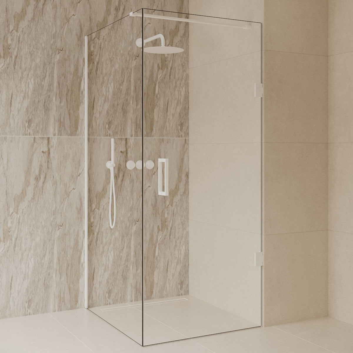 Sanitado Dalis Douchecabine Helder Glas Mat Wit Profielen 90x80 cm