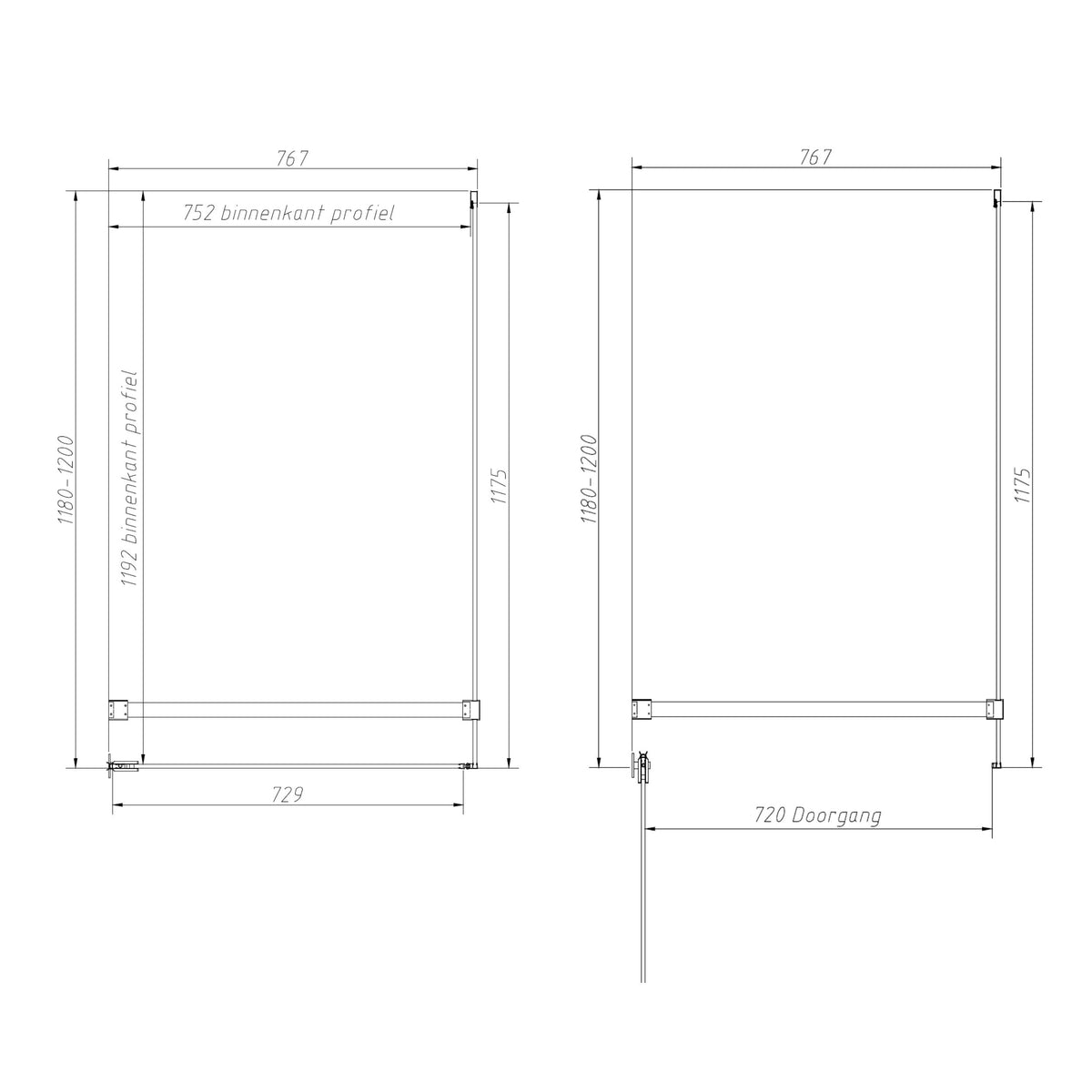 Sanitado Dalis Elements Douchecabine Helder Glas Mat Brons Profielen 120x80 cm