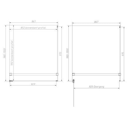 Sanitado Dalis Elements Douchecabine Helder Glas Mat Brons Profielen 100x90 cm