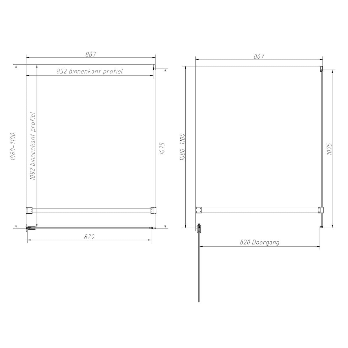 Sanitado Dalis Elements Douchecabine Helder Glas Mat Brons Profielen 110x90 cm
