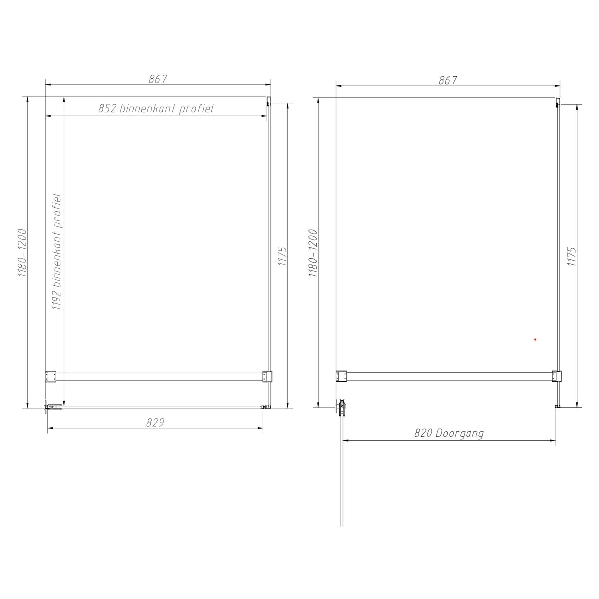 Sanitado Dalis Elements Douchecabine Helder Glas Mat Brons Profielen 120x90 cm