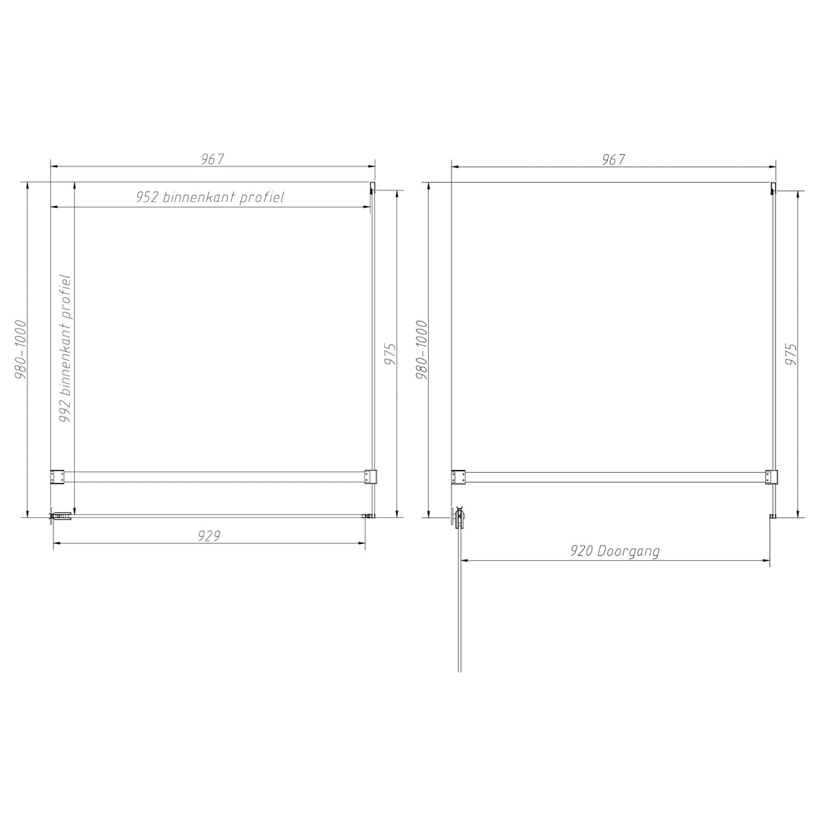 Sanitado Dalis Elements Douchecabine Helder Glas Mat Brons Profielen 100x100 cm