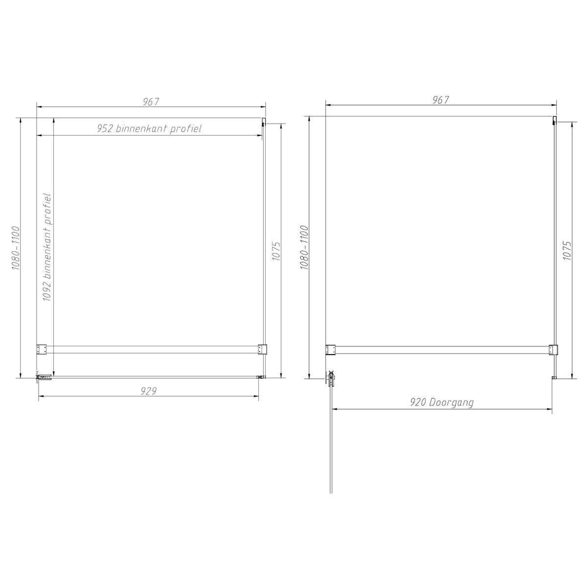 Sanitado Dalis Elements Douchecabine Helder Glas Mat Brons Profielen 110x100 cm