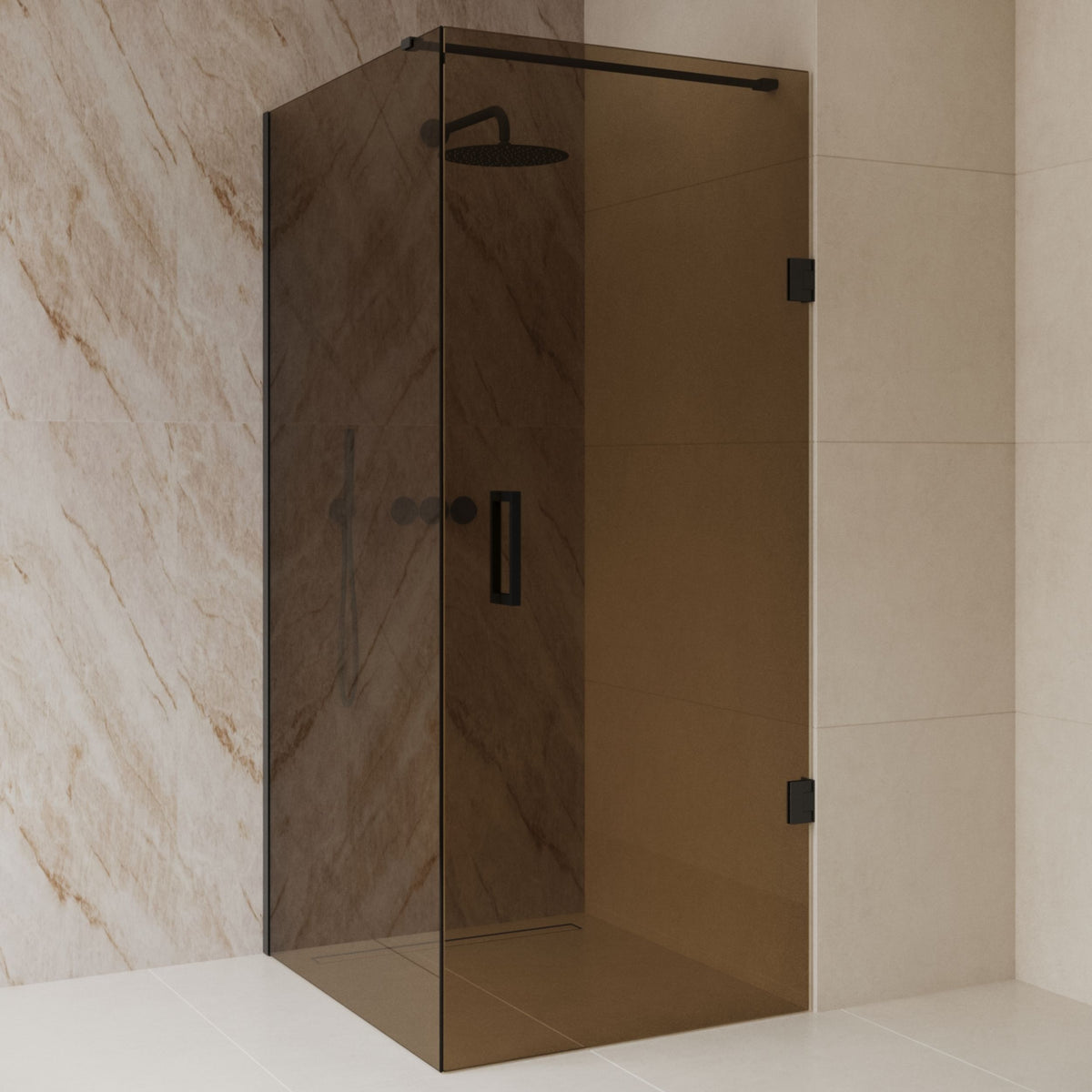 Sanitado Dalis Douchecabine Sepia Glas Mat Zwart Profielen 120x90 cm