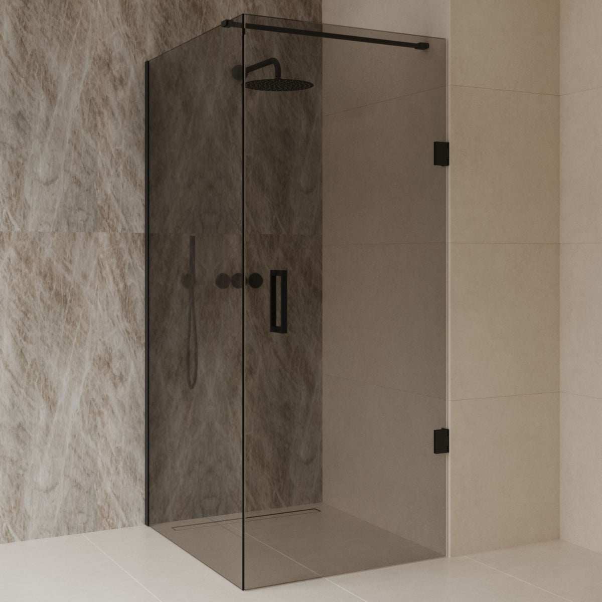 Sanitado Dalis Douchecabine Rookglas Mat Zwart Profielen 100x90 cm