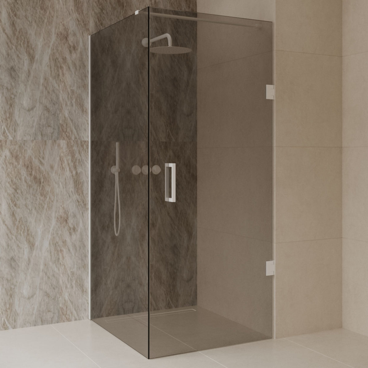 Sanitado Dalis Douchecabine Rookglas Mat Wit Profielen 100x100 cm