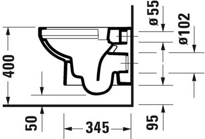 Wandcloset Duravit No. 1 Extra Compact Randloos met softclose toiletzitting