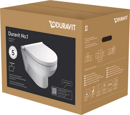 Wandcloset Duravit No. 1 Extra Compact Randloos met softclose toiletzitting