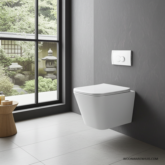 Wandcloset Woonwarenhuis Piazza rimless met softclose toiletzitting wit glanzend