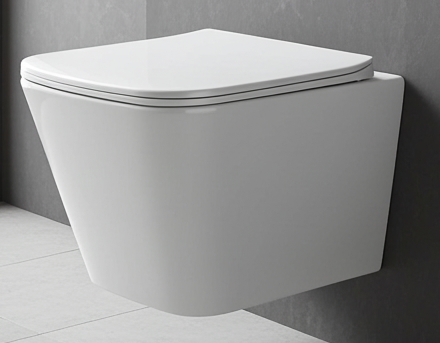 Wandcloset Woonwarenhuis Piazza rimless met softclose toiletzitting wit glanzend