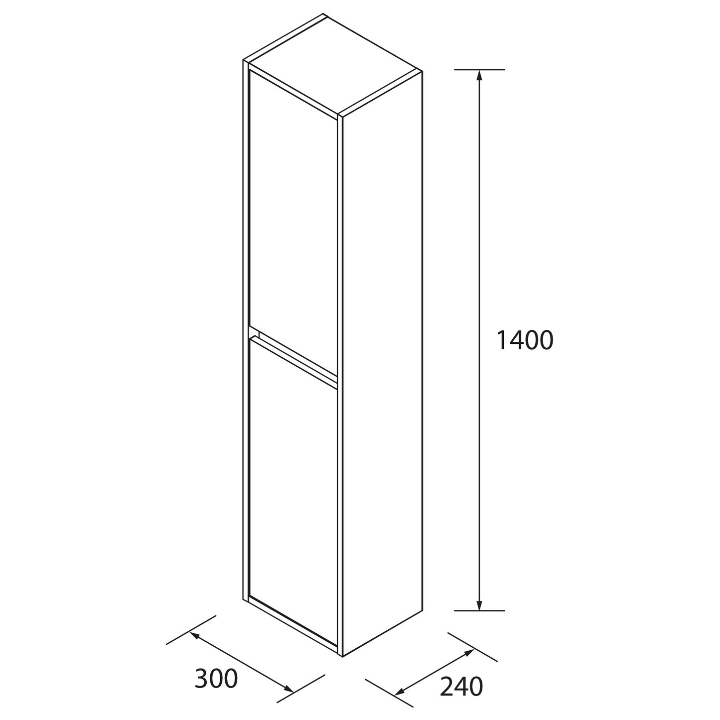 Badkamer kolomkast Salgar Noja 140cm wit mat