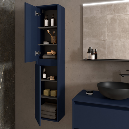 Badkamer kolomkast Salgar Noja 140cm blauw mat