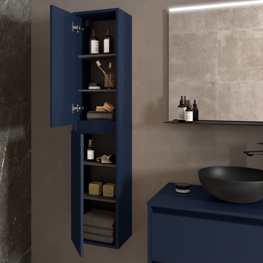 Badkamer kolomkast Salgar Noja 140cm blauw mat